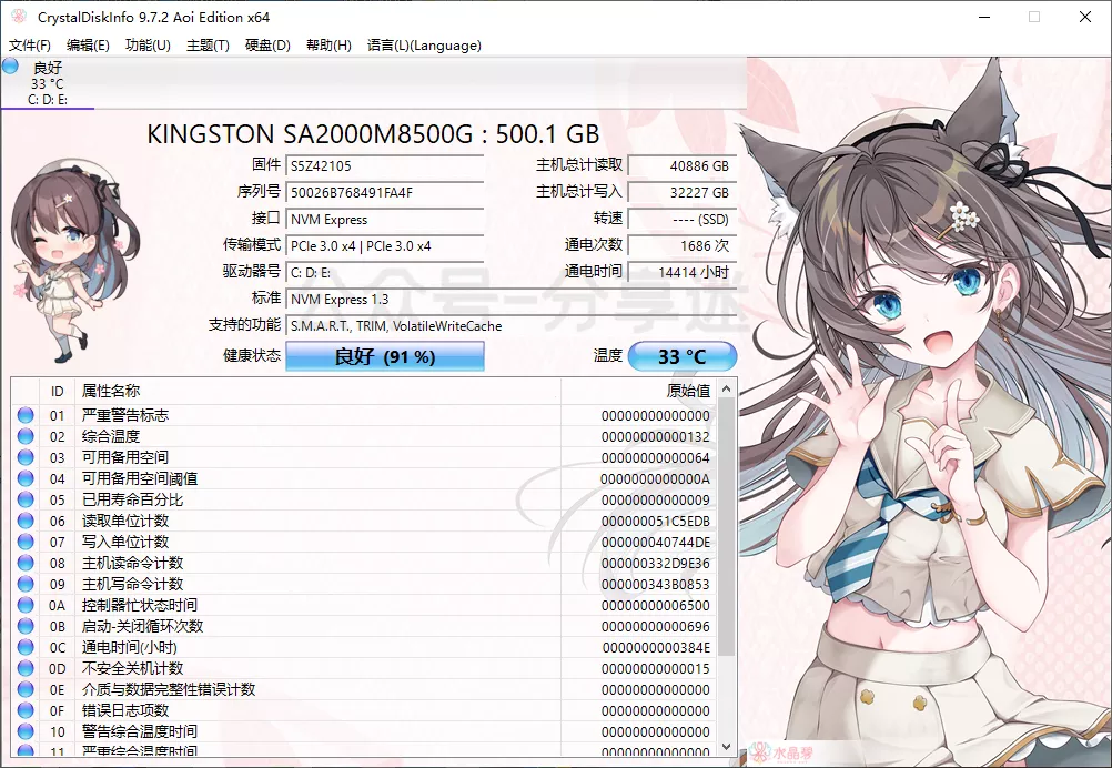 CrystalDiskInfo v9.9.2 开源硬盘检测工具 单文件版-第3张图片-链界 CrystalDiskInfo v9.9.2 开源硬盘检测工具 单文件版-第3张图片-链界