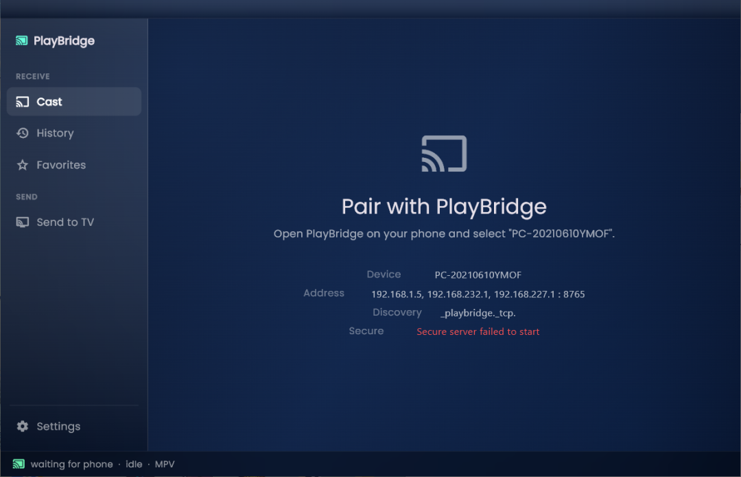 PlayBridge v0.7.0 电脑投屏电视 开源免费 win/mac-第1张图片-链界 PlayBridge v0.7.0 电脑投屏电视 开源免费 win/mac-第1张图片-链界