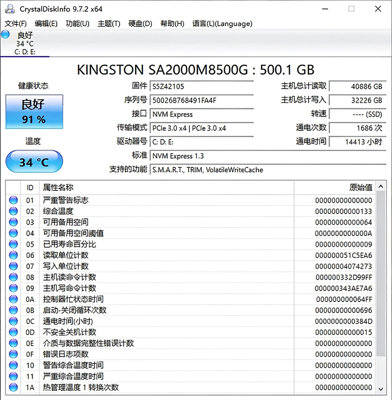 CrystalDiskInfo v9.9.3 开源硬盘检测工具 单文件版